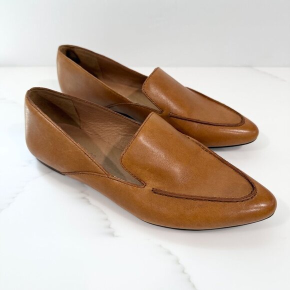Madewell Leather Loafers Pointed Toe Flats Shoes Tan Preppy Office Womens 6.5 - Picture 3 of 12
